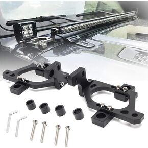 for Jeep JL Hood Mount 42 inch Led Light Bar Mounting Bracket Cowl Light Pods Windshield Brackets for Jeep Wrangler JL JLU Gladiator JT 2018 2019 2020 2021 2022 2023 (2-in-1, 1 Pair Black)