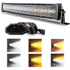 ASLONG 32 بوصة 180 واط شريط إضاءة LED منحني أبيض/كهرماني ستروب مع ستة أوضاع بقعة فيضان كومبو الطرق الوعرة ضوء القيادة، 1 قطعة مفتاح تسخير الأسلاك لشاحنة بيك اب الطرق الوعرة 4WD SUV ATV UTV in Kuwait