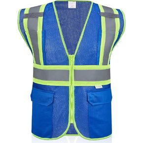 3M High Visibility Reflective Safety Vest with Zipper and Pockets Orange,M