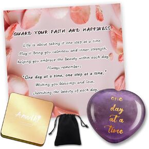 حجر الجمشت الكريستالي المعالج للقلق والقلق في يوم واحد في كل مرة، هدية مهدئة للإبهام وحجر الكريستال البنفسجي لنفسك أو عائلتك أو صديقك in Kuwait