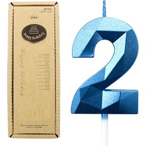 BLUE TOP 4 Inch Birthday Cake Candles Number Candles 3D Design Birthday Candles for Cake,Cake Topper Decoration for Kids,Adults,Party,Anniversary,Milestone Age.(DIY Blue Number 5)