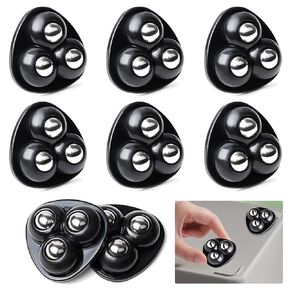 8pcs Self Adhesive Caster Wheels, Mini Swivel Wheels with Stainless Steel Ball, Black 360 Degree Rotation Sticky Pulley, Paste Universal Wheel for Storage Box, Furniture