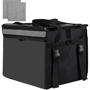 1 حزمة حقيبة معزولة XL- 17.32 × 12.6 × 13.78 بوصة، مع مناشف التنظيف، حقيبة حمل توصيل الطعام، حقيبة تسوق قابلة للطي، حقيبة بيتزا 10 بوصة (أسود، 48 لتر - 12 جالون) in Kuwait