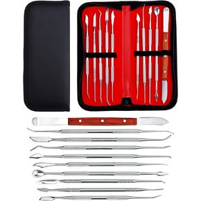 YETOOME 10 Pcs Dental Wax Carving Tools Set with Case, Stainless Steel Clay Sculpting Pottery Sculpture Tools for Dental Pottery Sculpting Plaster Carving