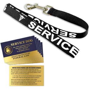 Service Dog Leash - Includes Five Federal Law Handout Cards - Use with or Without a Service Dog Vest