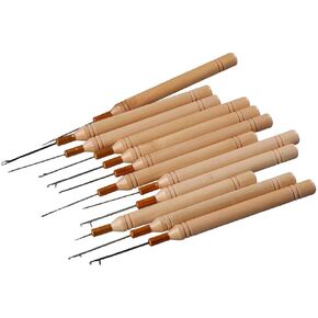 Uniquer 12Pcs Pulling Hook Crochet,Hair Extension Loop Crochet Needle Threader Wire Tool for Beading Link Rings Hair Extension Braids