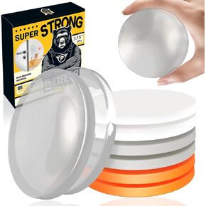 Door Knob Wall Protector, 8 Large Self-Adhesive Wall Stopper, Transparent, White, Gray and Orange Door Handle Stopper, Wall Protector Shock Absorbent, 3.15 Inch Round