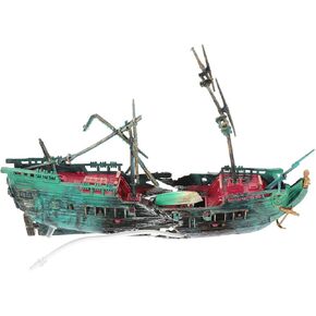 Aquarium Shipwreck Decorations, Resin Shipwreck Ornament Aquarium Decorations Pirate Sunken Hideout Decorations for Betta Fish Tank Decoration Shrimp Ornament Fish Hideout