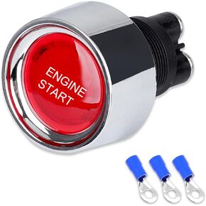 gunhunt 1 PC Engine Start Ignition Switch, Automotive Start Engine Button, Push Button Starter Switch, One-Button Start Switch Replacement Parts, Universal for Cars, Trucks, RVs (Blue)