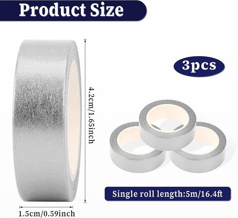 3PCS Gold washi Tape Solid Foil Washi Tape Decorative Self Adhesive Masking Tape Gold Metallic Mirror Tape for Scrapbooking DIY Craft Decoration Gift Wrapping, 16.4ft x 0.6in in Saudi Arabia