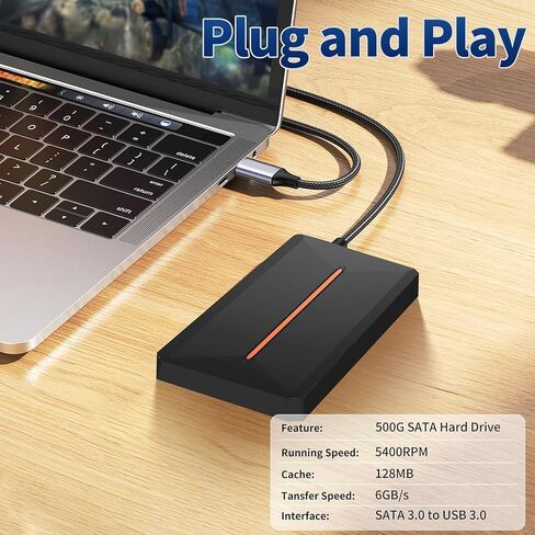 2.5 inch External Hard Drive Enclosure 5Gbps USB3.0, UASP Supported Tool Less, Shockproof ABS, 2TB Capacity Not Included Hard Drive and Requires Insertion of Hard Disk for Use in Saudi Arabia
