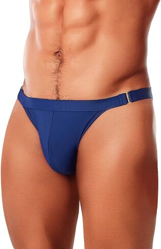 MIZOK Men's Sexy Solid Swim Bikini Swimsuit Quick Dry Metal Buckle Ring Swimwear in Saudi Arabia