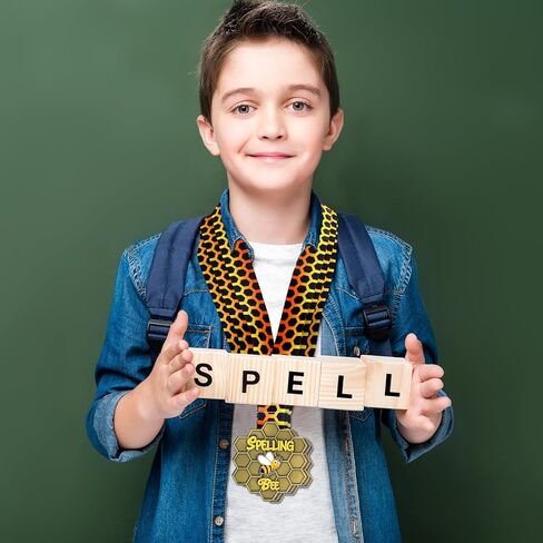 5 قطعة ميداليات النحل الإملائية جوائز ميدالية العسل مع شريط الرقبة كأس النحل الإملائي للأطفال والكبار مسابقات لوازم الحفلات in Kuwait