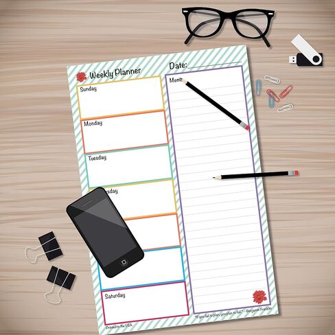DOUBLE PACK Things To Do Notepad 6" x 9" For Your Goals, Tasks, Meals, Exercise, Grocery List, Bright Colorful Design Daily Planner; 2 Pads per pack in Saudi Arabia