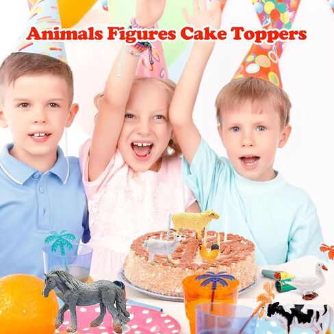 12 PCS Animals Figures,Mini Farm Animal Figurines,Plastic Farm Animal Figures Set,Animals Learning Educational Toys Cake Toppers Birthday Gift for Kids in Kuwait