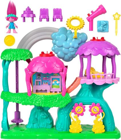 Fisher-Price Imaginext DreamWorks Trolls Musical Toy Playset, Lights & Sounds Rainbow Treehouse with Poppy Figure & 7 Play Pieces for Preschool Kids in Saudi Arabia