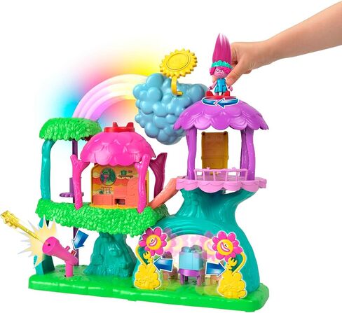 Fisher-Price Imaginext DreamWorks Trolls Musical Toy Playset, Lights & Sounds Rainbow Treehouse with Poppy Figure & 7 Play Pieces for Preschool Kids in Saudi Arabia