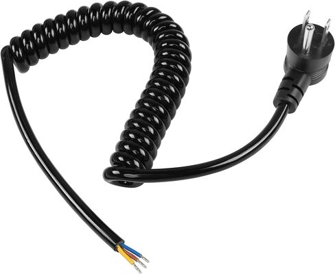 GELRHONR 6.5Ft Retractable 90 Degrees NEMA5-15P Male Replacement Pigtail Power Cord,Down Angle 18AWG 15 Amp Max 110V 115V 120V 3 Prong Heavy Duty Power Supply Wire with Open End (Black) in Saudi Arabia