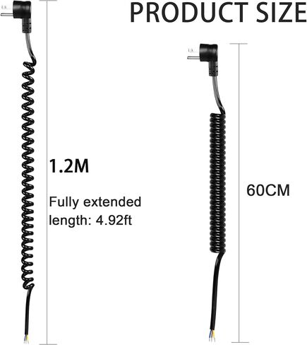 GELRHONR 6.5Ft Retractable 90 Degrees NEMA5-15P Male Replacement Pigtail Power Cord,Down Angle 18AWG 15 Amp Max 110V 115V 120V 3 Prong Heavy Duty Power Supply Wire with Open End (Black) in Saudi Arabia