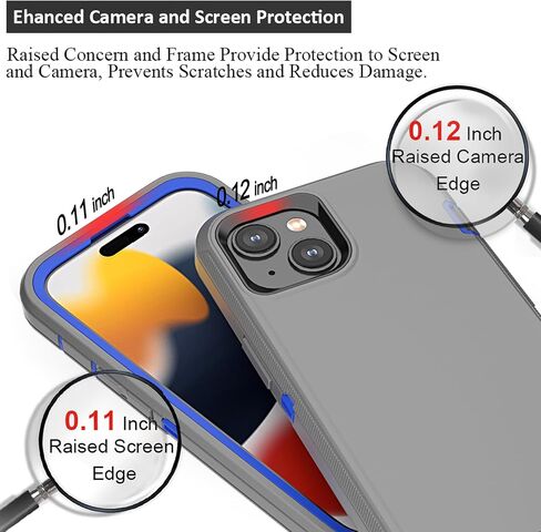 Compatible with iPhone 15 Case, with Belt Clip Holster Heavy Duty Rugged Shockproof Full Body Protection Kickstand Cover for iPhone 15 6.1 inch Phone (Grey+Blue) in Saudi Arabia