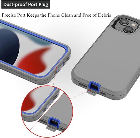 Compatible with iPhone 15 Case, with Belt Clip Holster Heavy Duty Rugged Shockproof Full Body Protection Kickstand Cover for iPhone 15 6.1 inch Phone (Grey+Blue) in Saudi Arabia