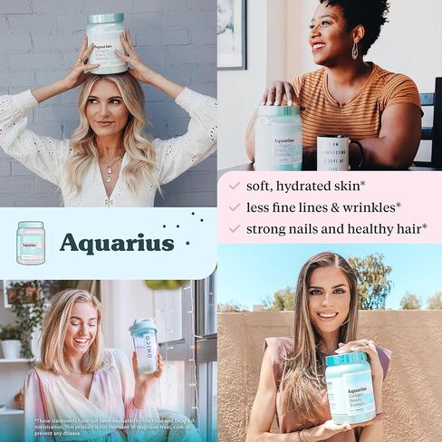 UNICO Aquarius Collagen Peptide Beauty Booster مع حمض الهيالورونيك لصحة البشرة | نوع غير منكه | 24 حصة | النوع الأول والنوع الثالث الببتيدات | زيادة الرطوبة وتقليل التجاعيد | سريع الذوبان in Kuwait