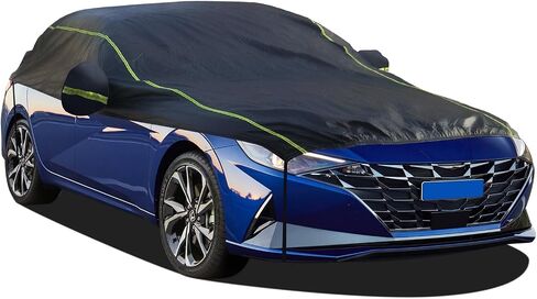 Car Cover 4 Layers Waterproof All Weather Black Half Car Cover Protect Windshield and roof for Automobiles Outdoor Universal (Fits Sedan 175"-188") by Safego in Saudi Arabia