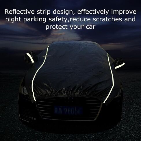 Car Cover 4 Layers Waterproof All Weather Black Half Car Cover Protect Windshield and roof for Automobiles Outdoor Universal (Fits Sedan 175"-188") by Safego in Saudi Arabia