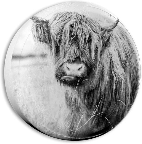 غطاء إطار احتياطي لبقرة هايلاند - تصميم حيوان ريفي باللونين الأبيض والأسود - واقي عجلة من جلد البولي فينيل كلوريد مقاوم للماء ومتين لسيارة RV، والمقطورة، وجيب، وسيارات الدفع الرباعي - 15 بوصة in Kuwait