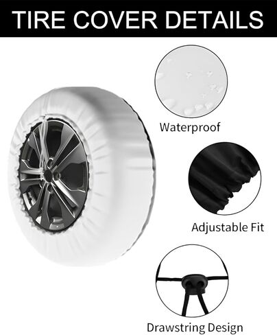 غطاء إطار احتياطي لبقرة هايلاند - تصميم حيوان ريفي باللونين الأبيض والأسود - واقي عجلة من جلد البولي فينيل كلوريد مقاوم للماء ومتين لسيارة RV، والمقطورة، وجيب، وسيارات الدفع الرباعي - 15 بوصة in Kuwait