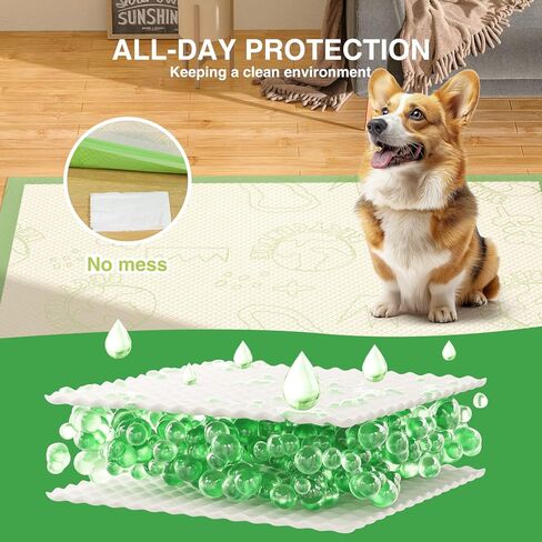 وسادات تبول الجراء للكلاب، مقاس 60.96 سم × 91.44 سم، وسائد كبيرة غير قابلة للانزلاق لتبول الحيوانات الأليفة مع 4 زوايا لاصقة، وسادات نونية سميكة مقاومة للتسرب للاستعمال مرة واحدة، وسادات تدريب للكلاب والقطط والأرانب والحيوانات الأليفة (50 قطعة) in Kuwait