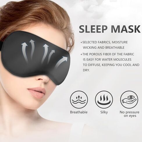 Sleep Mask 3 Pack Silk Blackout Sleeping Eye Cover for Men&Women with Adjustable Strap for Travel Nap Night Sleeping in Saudi Arabia