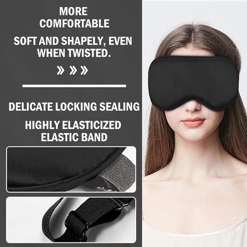 Sleep Mask 3 Pack Silk Blackout Sleeping Eye Cover for Men&Women with Adjustable Strap for Travel Nap Night Sleeping in Saudi Arabia