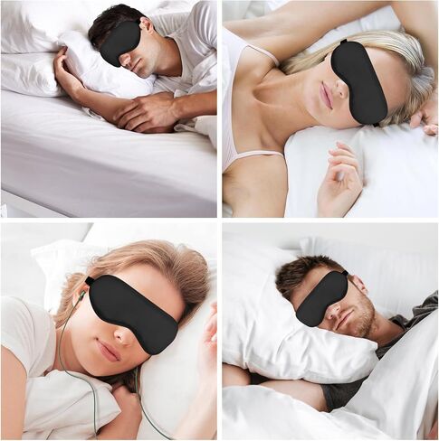 Sleep Mask 3 Pack Silk Blackout Sleeping Eye Cover for Men&Women with Adjustable Strap for Travel Nap Night Sleeping in Saudi Arabia