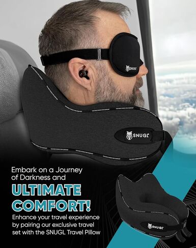 SNUGL Complete Travel Comfort Set - 100% Light-Blocking Eye Mask & Noise-Cancelling Earplugs - Includes Multi-Compartment Storage Case | 3 Ear Tip Sizes - Sleek Black in Saudi Arabia