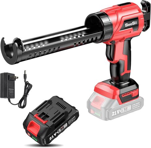 Seesii Cordless Caulking Gun, 20V 4 Adjustable Speed Electric Caulk Gun & Adhesive Gun Kit w/ 2000mAh Rechargeable Battery & Charger, 10oz/300ml Battery Caulk Gun for Filling, Sealing,Labor Saving in Saudi Arabia
