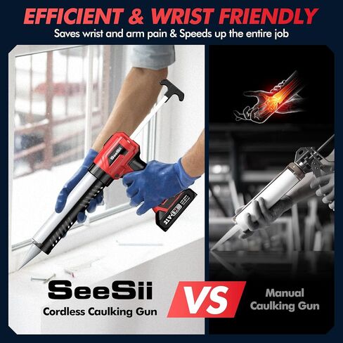 Seesii Cordless Caulking Gun, 20V 4 Adjustable Speed Electric Caulk Gun & Adhesive Gun Kit w/ 2000mAh Rechargeable Battery & Charger, 10oz/300ml Battery Caulk Gun for Filling, Sealing,Labor Saving in Saudi Arabia