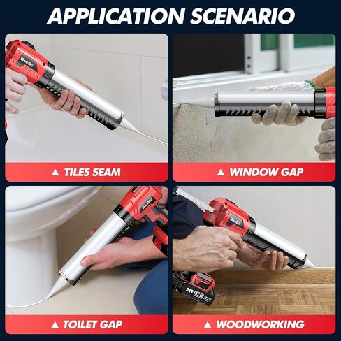 Seesii Cordless Caulking Gun, 20V 4 Adjustable Speed Electric Caulk Gun & Adhesive Gun Kit w/ 2000mAh Rechargeable Battery & Charger, 10oz/300ml Battery Caulk Gun for Filling, Sealing,Labor Saving in Saudi Arabia