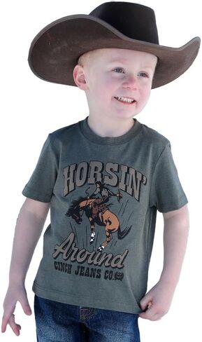 Cinch Boy's Short Sleeve Olive Horsin Around T-Shirt in Saudi Arabia