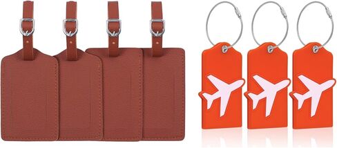 علامات الأمتعة Vigorport مع بطاقة هوية الاسم، 4 عبوات من الجلد و3 عبوات من السيليكون، أفضل ملحقات السفر لتحديد الأمتعة/الحقيبة in Kuwait