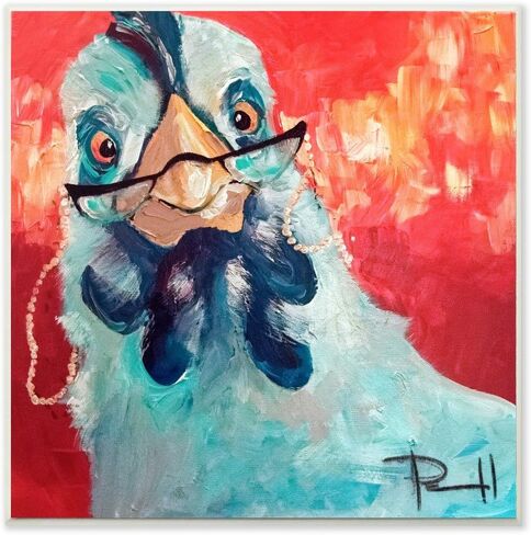 Stupell Industries Stylishly Appalled and Painterly Chicken Wall Art, 12x12, Black Framed in Saudi Arabia