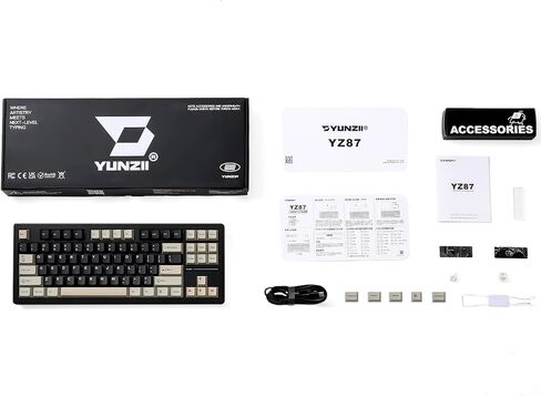 YUNZII YZ87 75% Gasket Mechanical Keyboard,TKL Wireless Hot Swappable Bluetooth Gaming Keyboard with 4-Layer Padding,BT5.0/2.4Ghz/Type-C NKRO RGB Keyboard for Linux/Win/Mac(Black,Milk Switch) in Saudi Arabia
