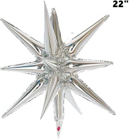 9 قطع بالونات انفجارية باللون الأزرق والأحمر والأبيض لعيد الاستقلال - 22 بوصة 4 يوليو سبايك ستاربورست ستار مخروط بالون - بالون فويل يوم الذكرى الأمريكي لديكورات الحفلات الوطنية in Kuwait