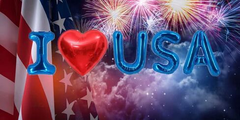 9 قطع بالونات انفجارية باللون الأزرق والأحمر والأبيض لعيد الاستقلال - 22 بوصة 4 يوليو سبايك ستاربورست ستار مخروط بالون - بالون فويل يوم الذكرى الأمريكي لديكورات الحفلات الوطنية in Kuwait