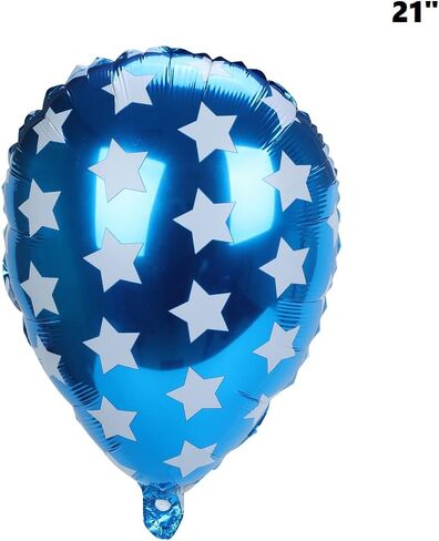 9 قطع بالونات انفجارية باللون الأزرق والأحمر والأبيض لعيد الاستقلال - 22 بوصة 4 يوليو سبايك ستاربورست ستار مخروط بالون - بالون فويل يوم الذكرى الأمريكي لديكورات الحفلات الوطنية in Kuwait