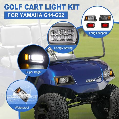 طقم إضاءة LED للمصابيح الأمامية لعربة الغولف الكهربائية والغازية Yamaha G14 G16 G19 G22 (12 فولت) in Kuwait