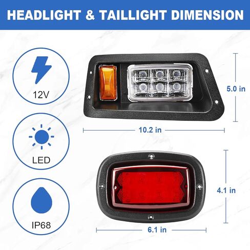 طقم إضاءة LED للمصابيح الأمامية لعربة الغولف الكهربائية والغازية Yamaha G14 G16 G19 G22 (12 فولت) in Kuwait