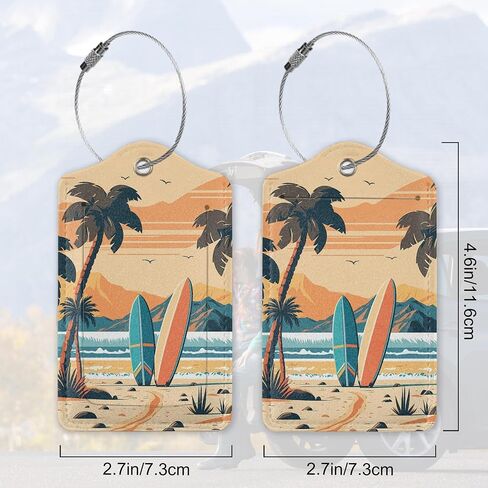 Abstract Night Moon and Mountains Luggage Tags for Suitcases, 2 Pack Cute PU Leather Suitcase Tag Identifiers with Address Card for Baggage Tag in Saudi Arabia