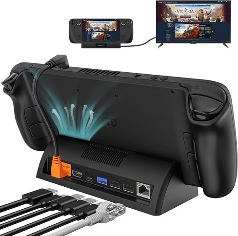 محطة إرساء التلفزيون لسطح البخار وسطح البخار OLED، قاعدة سطح البخار المحمولة تدعم إخراج عرض 4K HDMI 1080P، قاعدة سطح البخار مع جيجابت إيثرنت، مروحة تبريد و3 منافذ USB in Kuwait