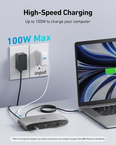 uni USB C Docking Station Triple Display 13-in-1 Displaylink Docking with 4K 2×HDMI & 2×DisplayPort, 100W Charging for Laptop, USB-C Data, Ethernet, Audio,4 USB A Ports for MacOS, Windows in Saudi Arabia